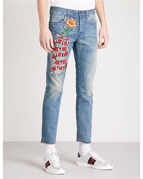 gucci cropped destroyed men|gucci blue cropped pants.